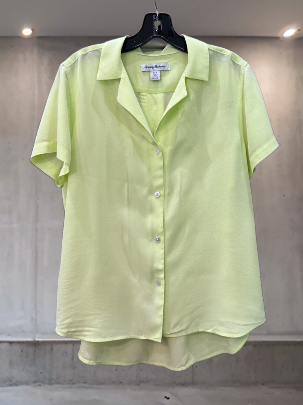 Tommy Bahama Key Lime Silk Crepe Short Sleeve Blouse S
